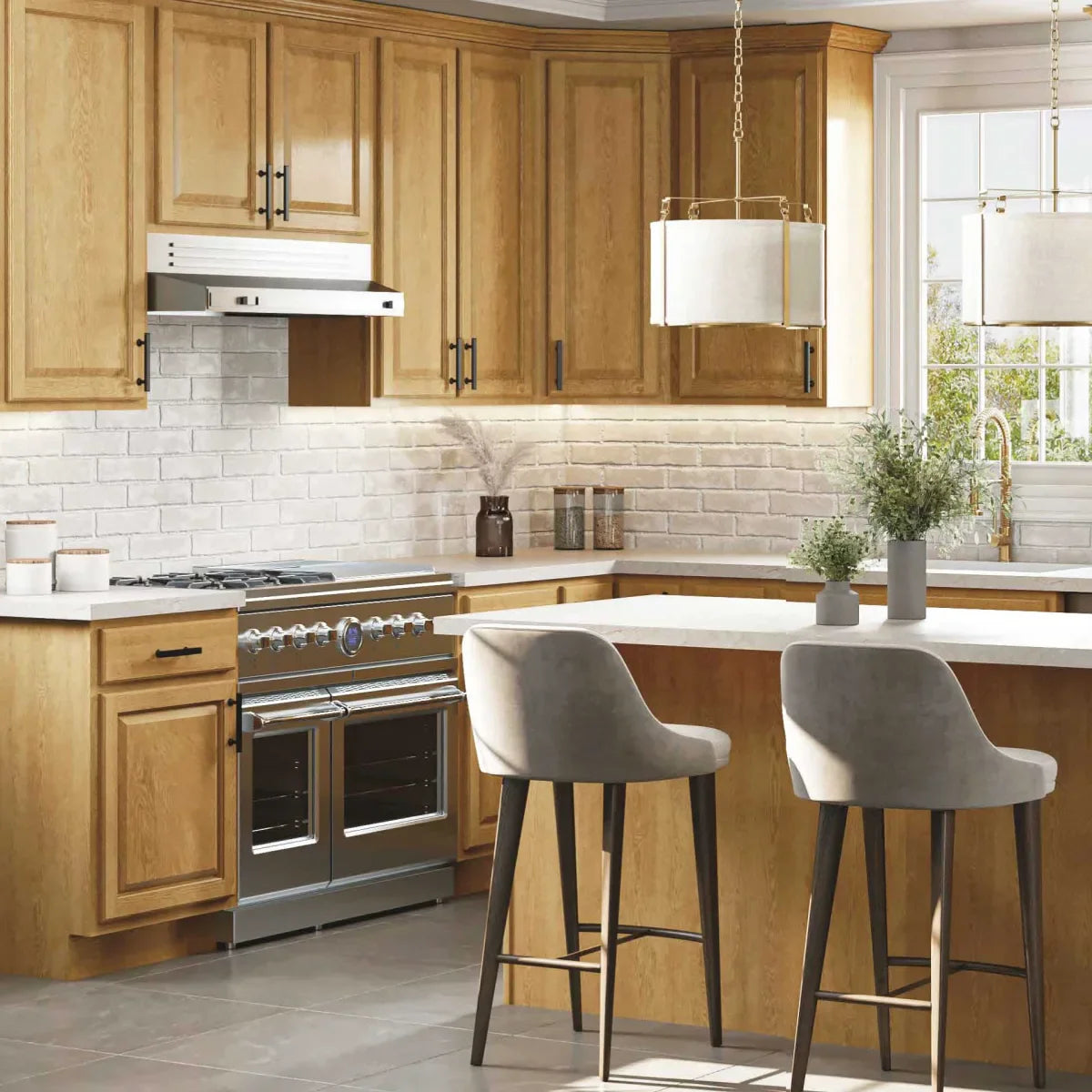CNC Country Oak Honey Cabinets – Warm Natural Wood – AllCabinets.com