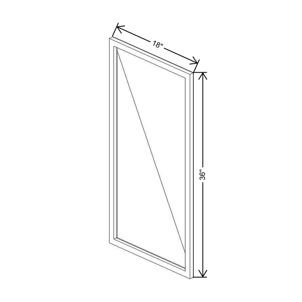 CNC Classic Milano Ash 36" W X 15" H Aluminum Frame Glass Door - Horizontal