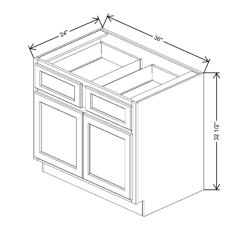 Fabuwood Quest Metro Mist 36" W x 32 1/2" H x 24" D ADA Double Door Base Cabinet