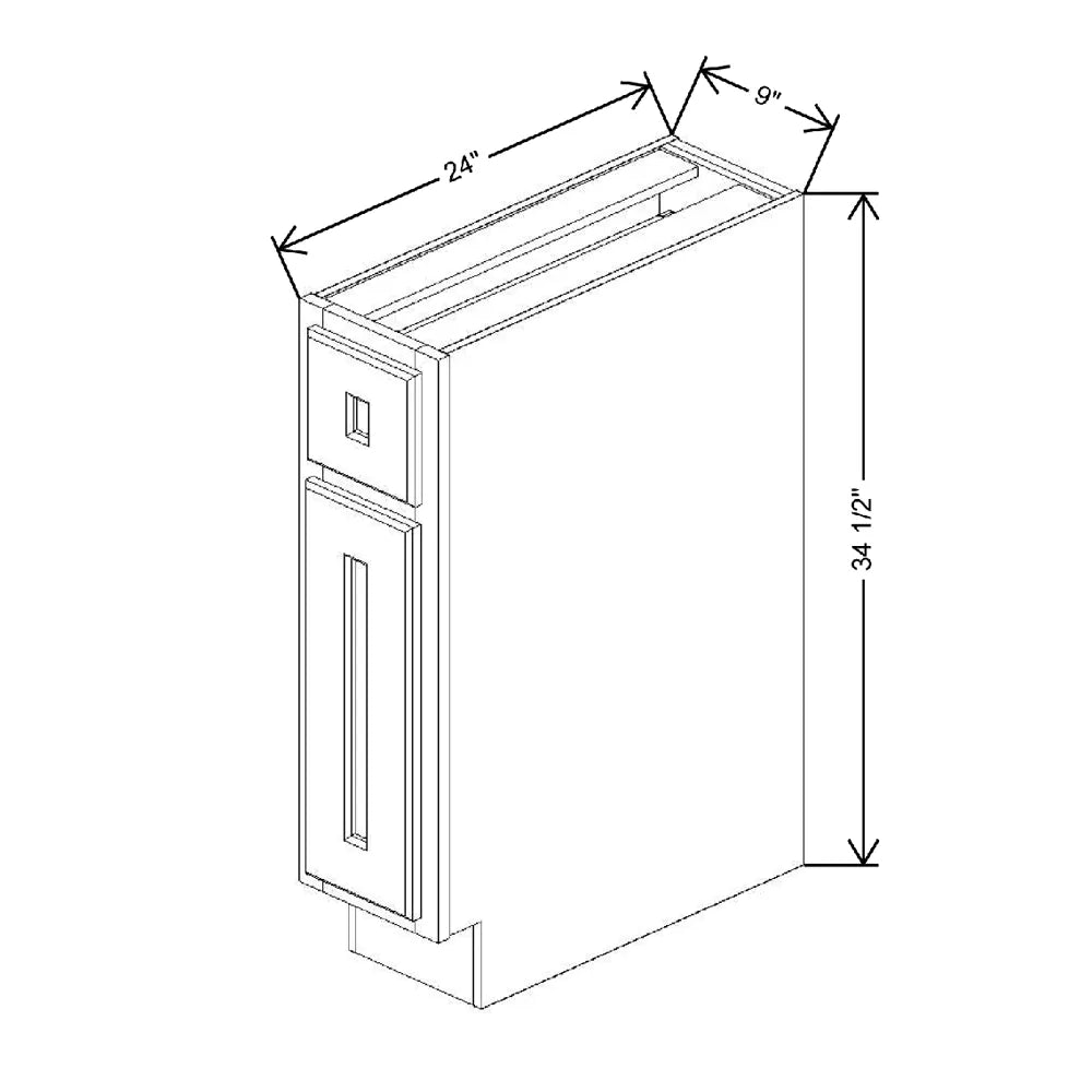 Fabuwood Quest Metro Mist 9" W X 34 1/2" H X 24" D Single Door Base Cabinet