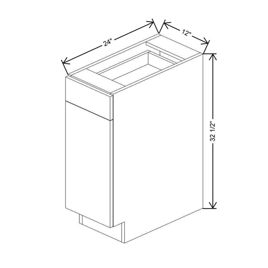 CNC Classic Broadway Driftwood 12" W X 32 1/2" H Single Door Base Cabinet