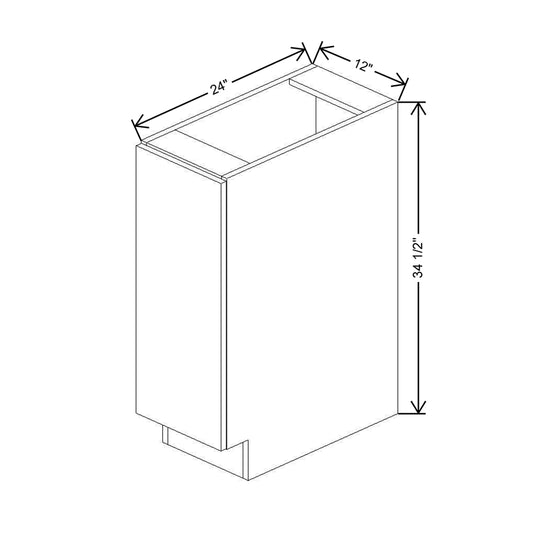 CNC Classic Milano Polar White 12" W Full Height Single Door Base Cabinet W/ 1 Pullout Shelf