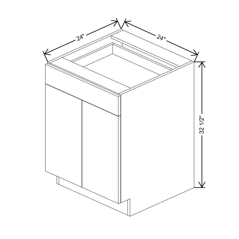 CNC Luxor Smoky Grey 24" W X 32 1/2" H 1 DraW X 32 1/2" Her Double Door Base Cabinet