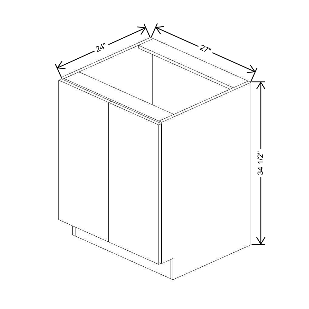 CNC Luxor 5-Piece Smoky Grey 27" W Full Height Double Door Base Cabinet