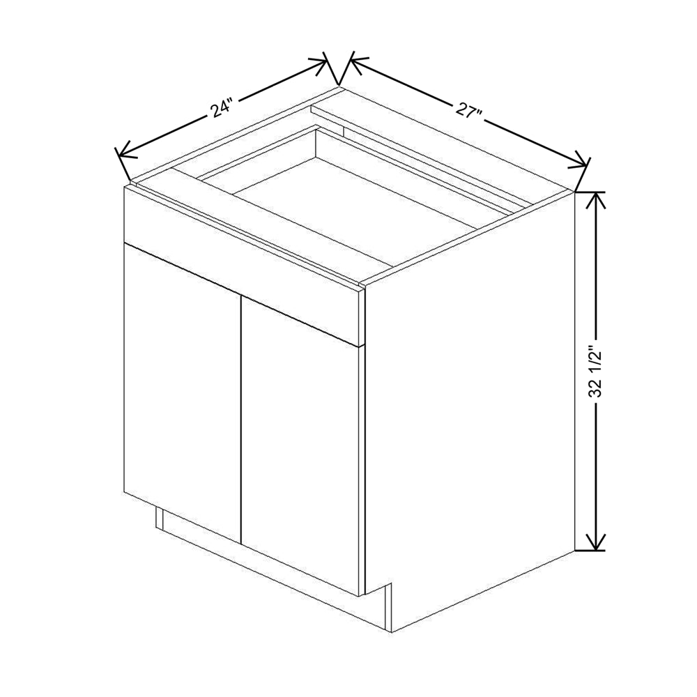 CNC Luxor 5-Piece Misty Grey 27" W X 32 1/2" H 1 DraW X 32 1/2" Her Double Door Base Cabinet
