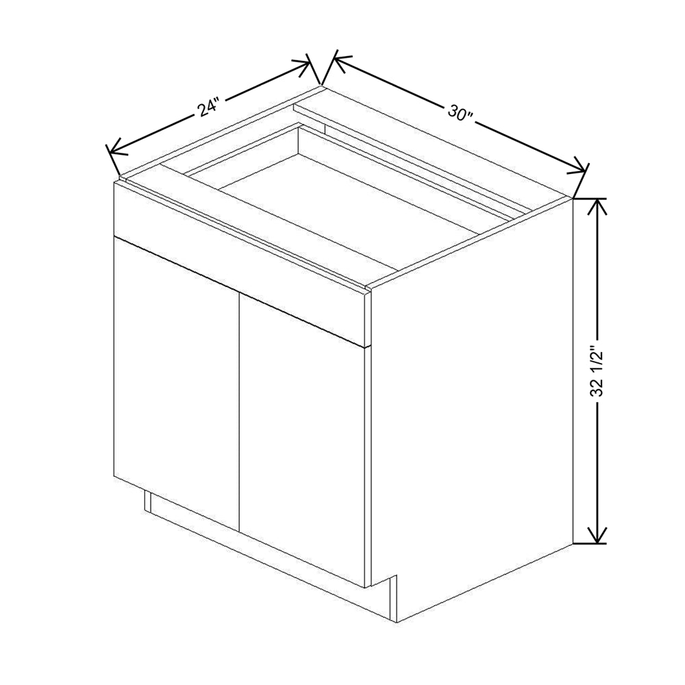 CNC Classic Broadway Graphite 30" W X 32 1/2" H Double Door 2 Drawer Base Cabinet