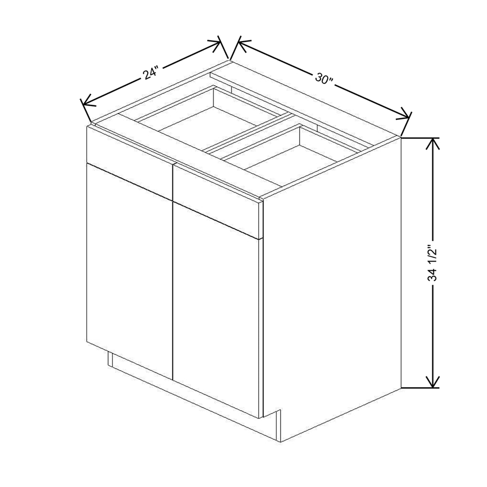 CNC Classic Milano Sand 30" W 2 Drawer Double Door Base Cabinet