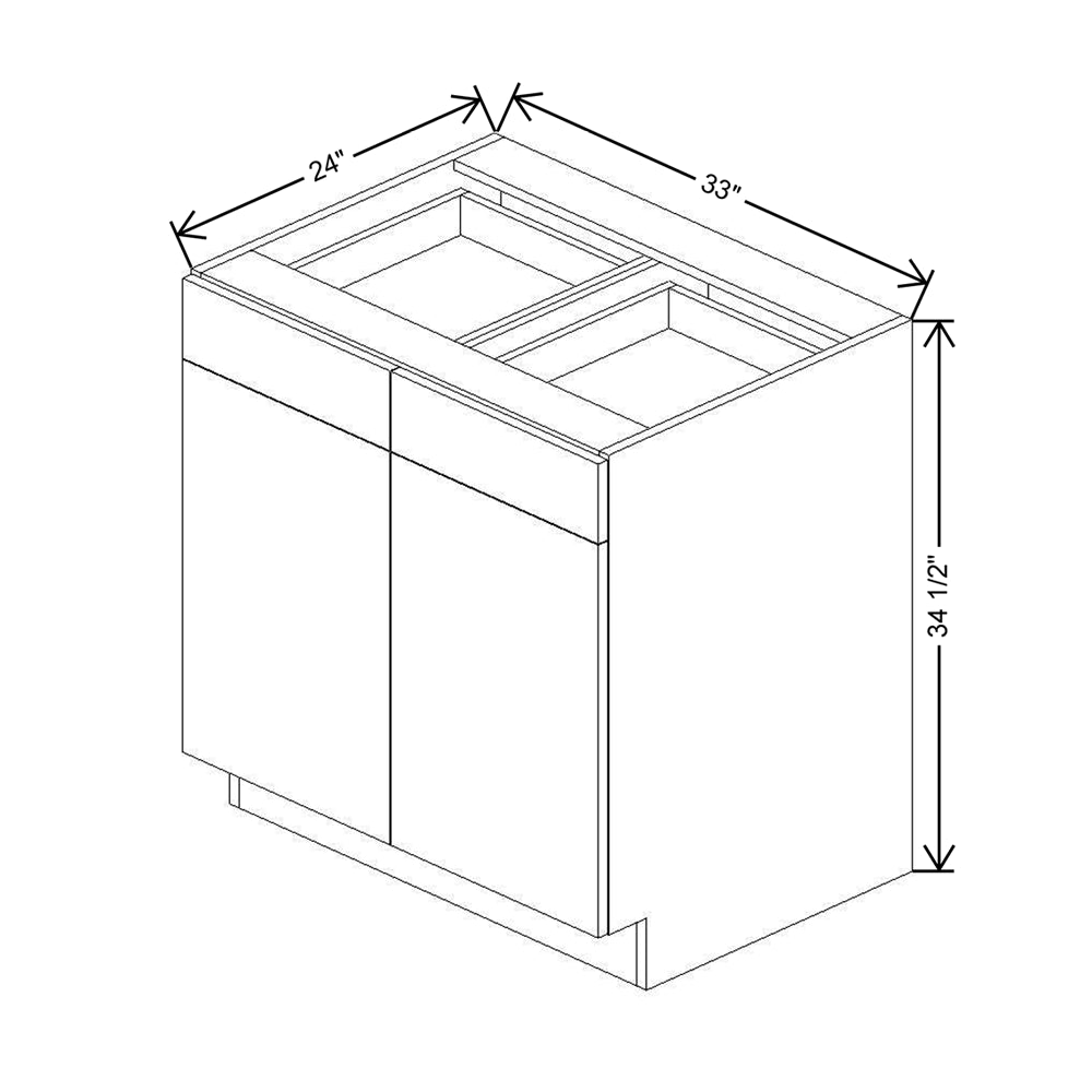 CNC Classic Milano Pine 33" W 2 Drawer Double Door Base Cabinet