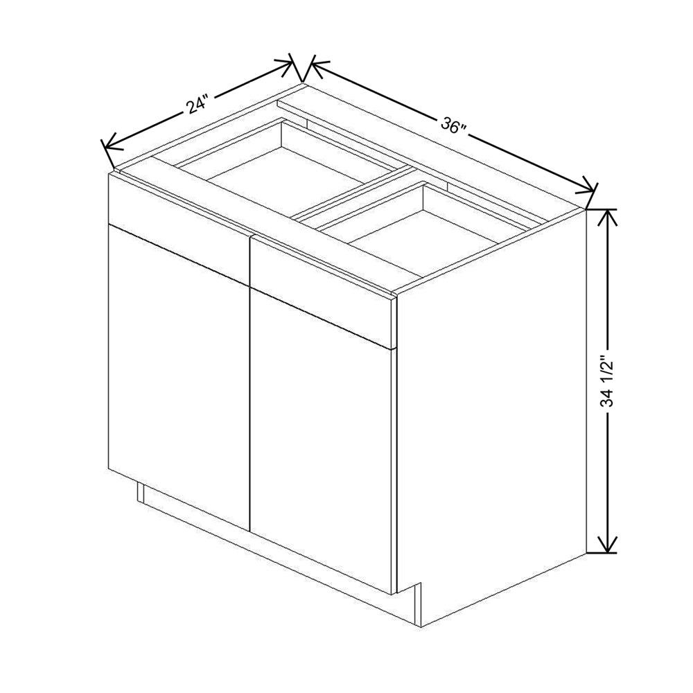 CNC Classic Highland White 36" W 2 Drawer Double Door Base Cabinet