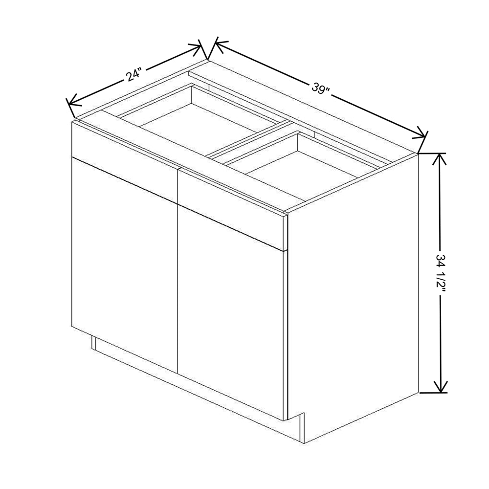 CNC Concord Newport White 39" W 2 Drawer Double Door Base Cabinet