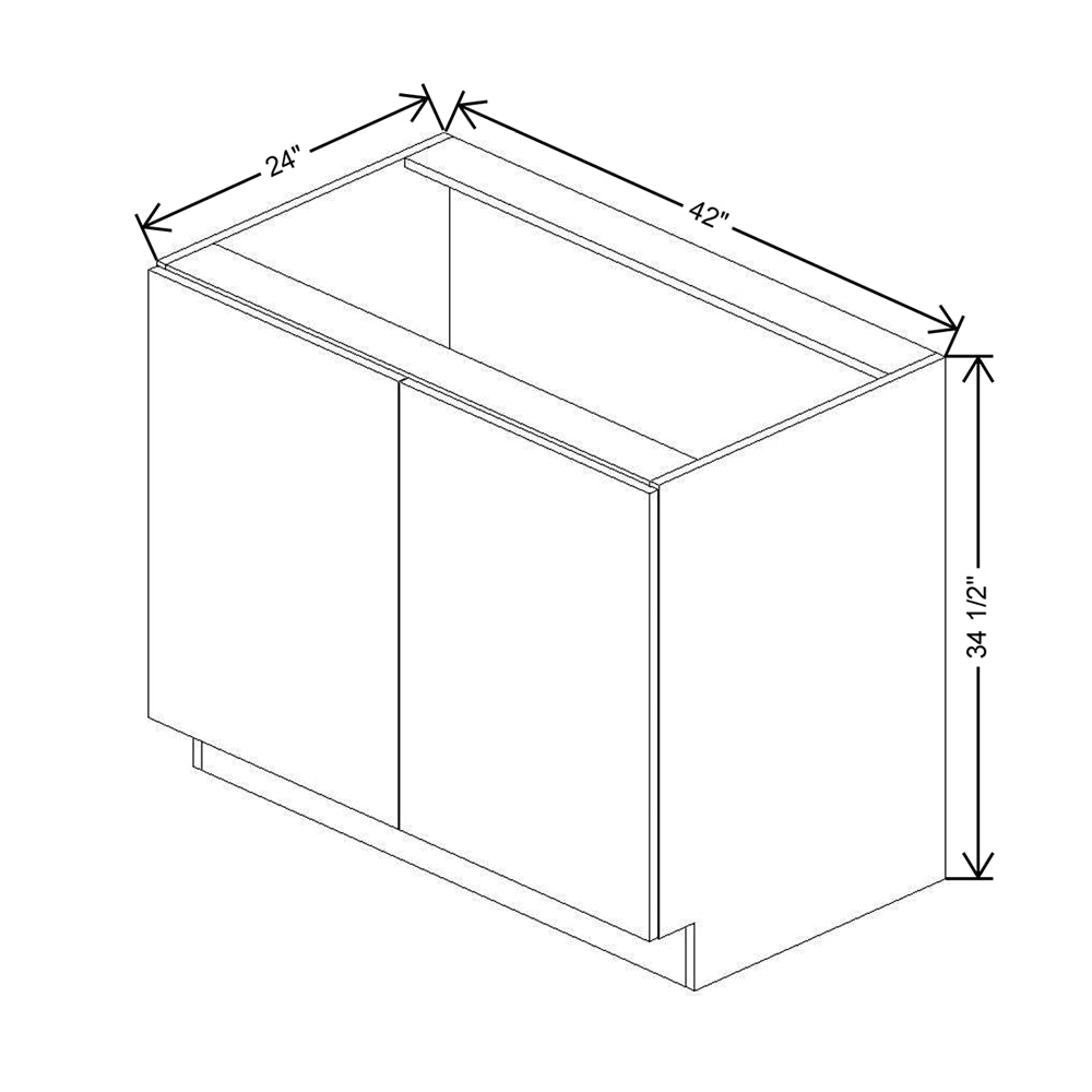 CNC Classic Broadway Graphite 42" W Full Height Double Door Base Cabinet W/ 2 Pullout Shelf
