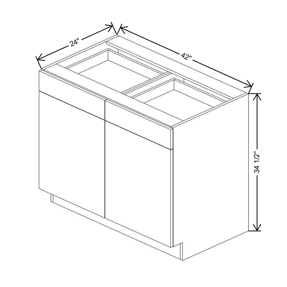 CNC Classic Broadway Graphite 42" W 2 Drawer Double Door Base Cabinet
