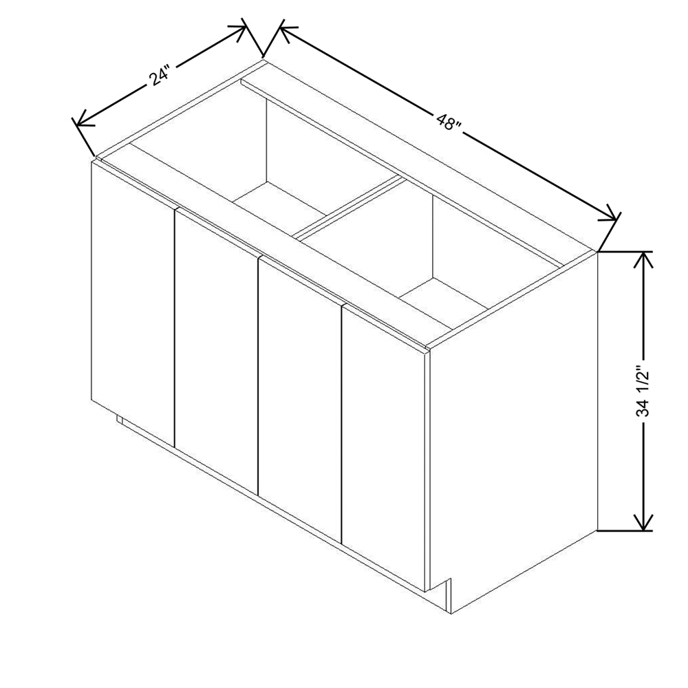 CNC Concord Fashion White 42" W Full Height Four Door Base Cabinet W/ 2 Pullout Shelf