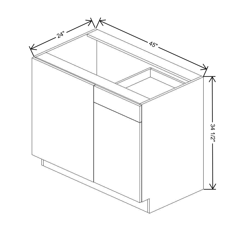 CNC Concord Newport White 45 To 48" W X 34 1/2" H Blind Base Cabinet
