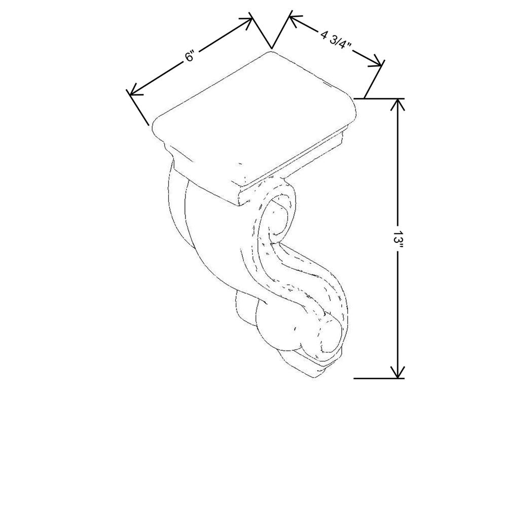 CNC Concord Fashion White 4 3/4" W X 13" H X 6" D Corbel