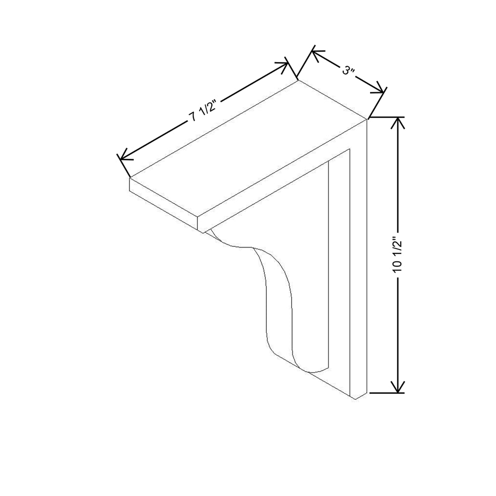 CNC Concord Newport White 3" W X 10 1/2" H X 7 1/2" D Corbel
