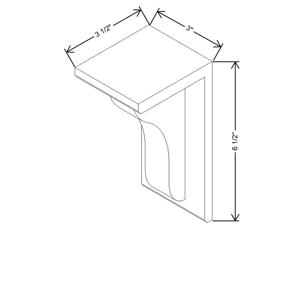 CNC Concord Newport White 3" W X 6 1/2" H X 3 1/2" D Corbel