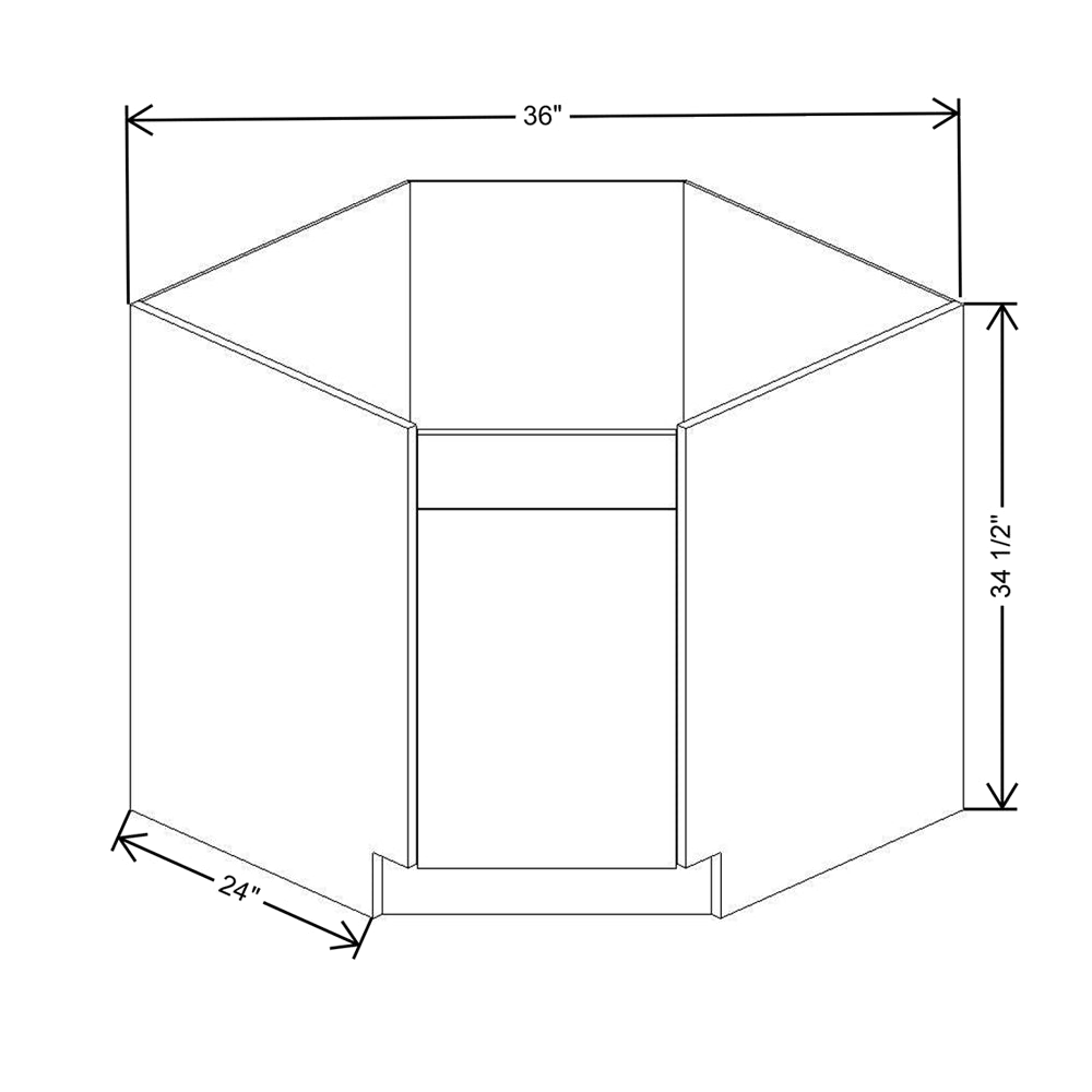 CNC Classic Broadway Silver 36" W Diagonal Corner Sink Base Cabinet