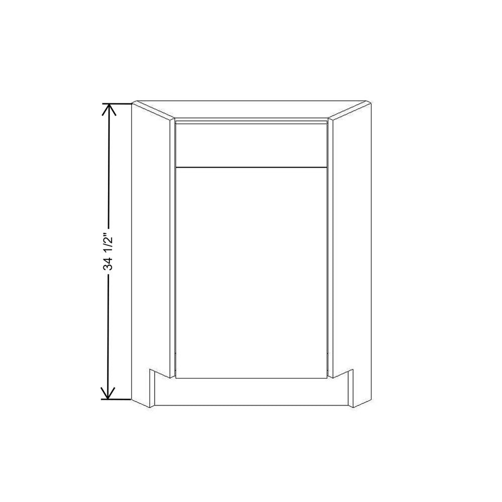 CNC Classic Broadway Silver 36" W Diagonal Corner Sink Front