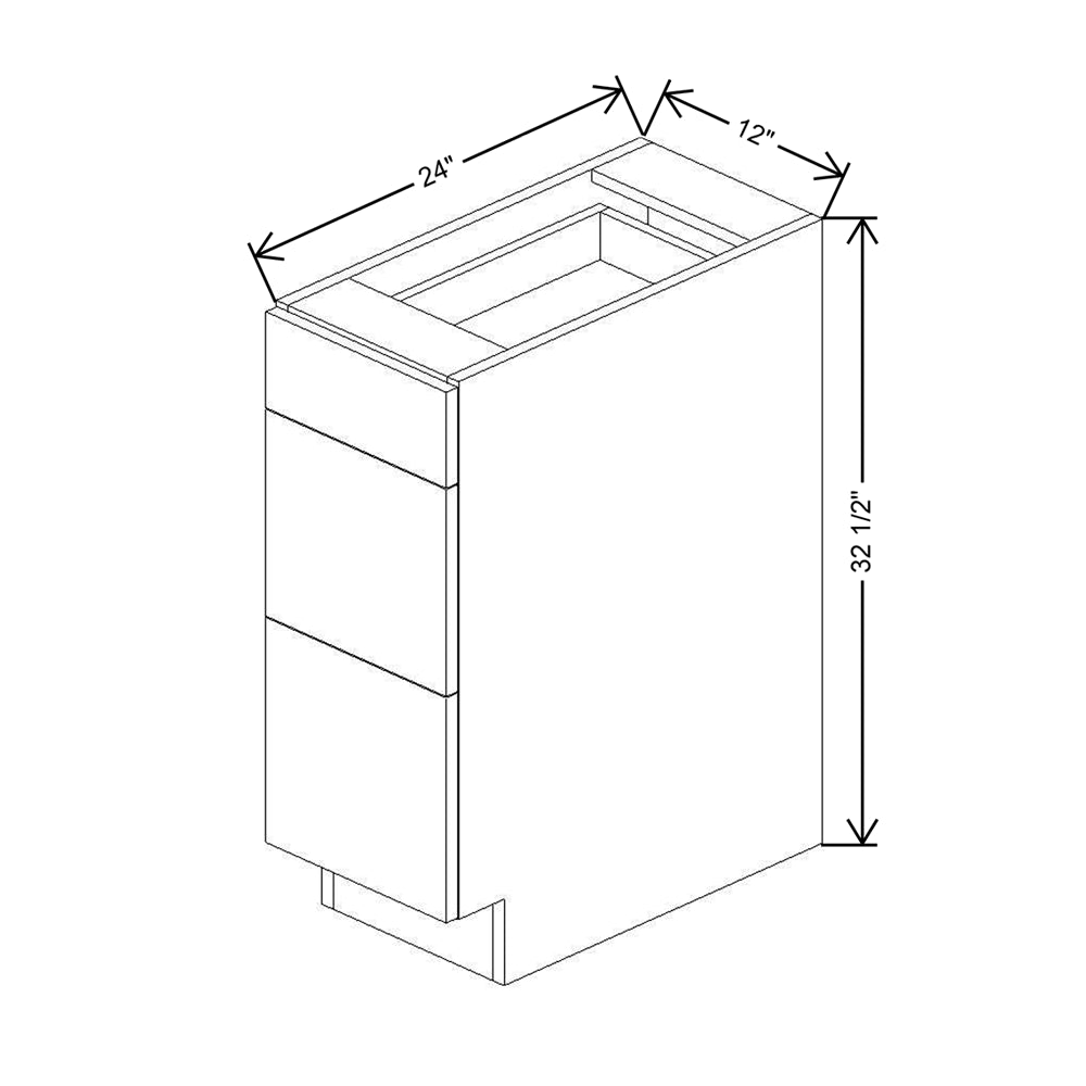 CNC Classic Milano Mirage 12" W X 32 1/2" H 3 Drawer Base Cabinet