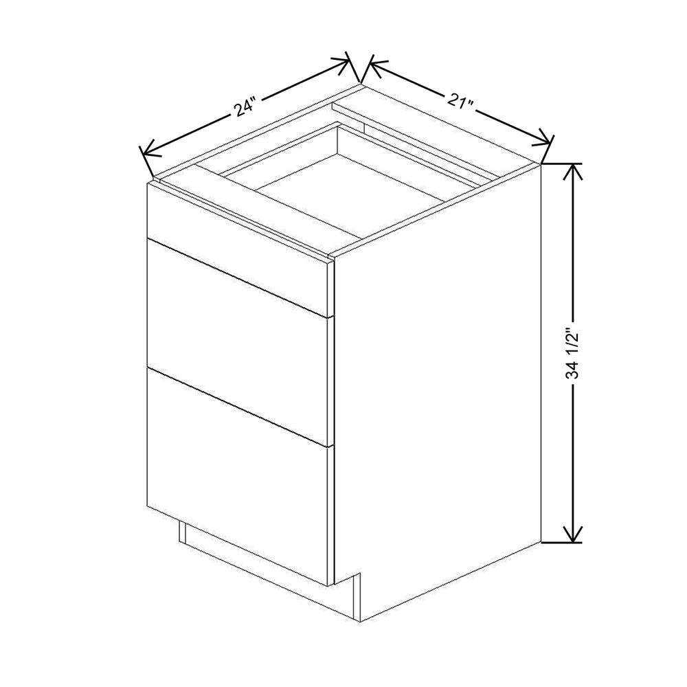 CNC Classic Broadway Graphite 21" W 3 Drawer Base Cabinet