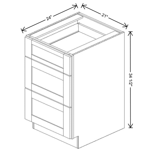 Fabuwood Allure Galaxy Frost 21" W X 34 1/2" H X 24" D 3 Drawer Base Cabinet