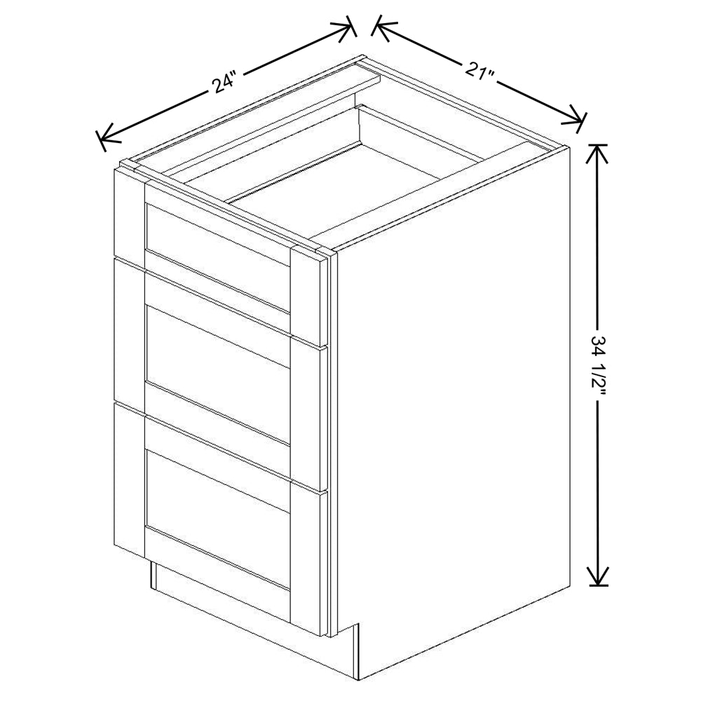 Fabuwood Allure Galaxy Linen 21" W X 34 1/2" H X 24" D 3 Drawer Base Cabinet