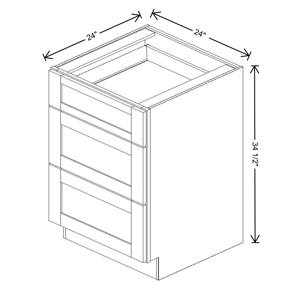 Fabuwood Quest Metro Java 24" W X 34 1/2" H X 24" D 3 Drawer Base Cabinet