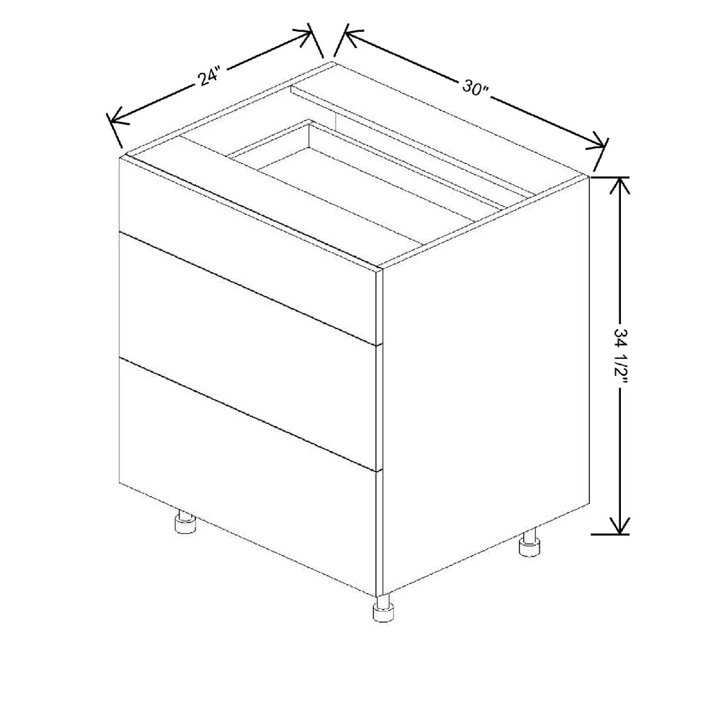 Fabuwood Illume Tuscany Muratti 1 30" W X 34 1/2" H X 24" D 3 Drawer Base Cabinet