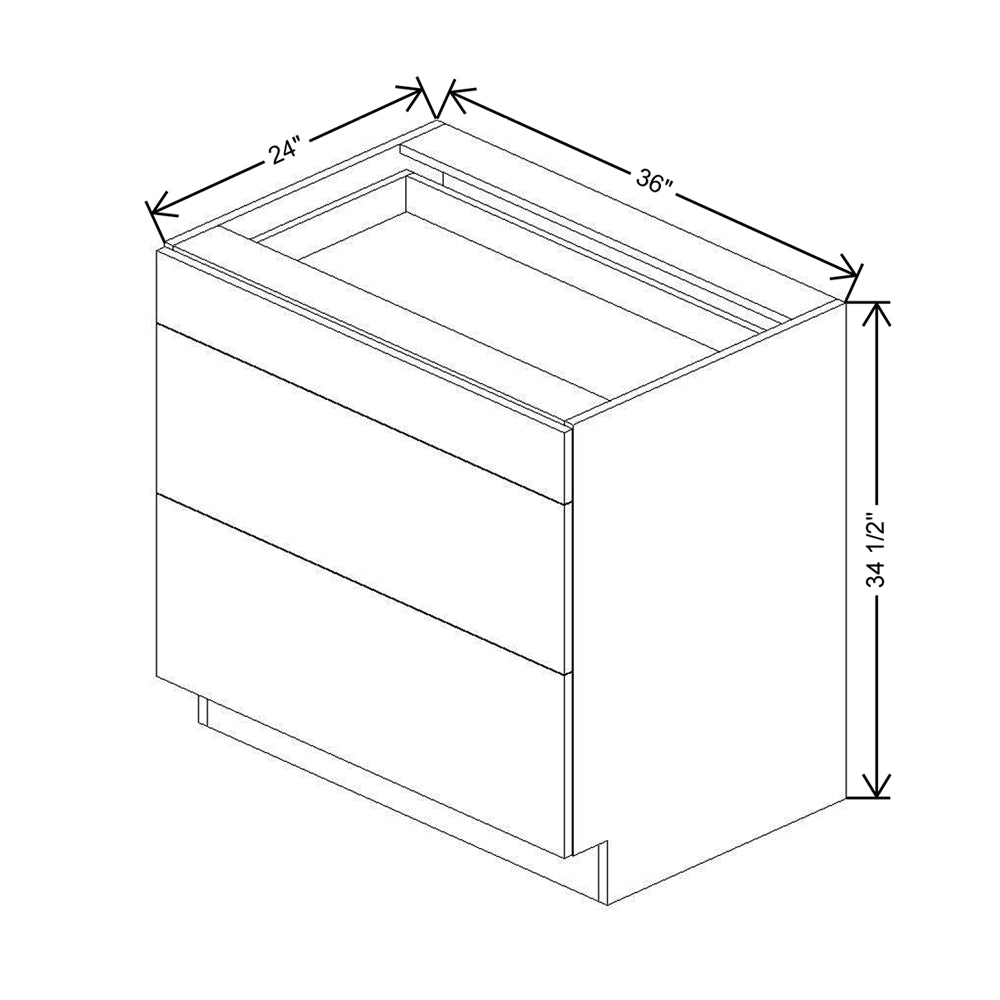 CNC Classic Milano Obsidian 36" W 3 Drawer Base Cabinet