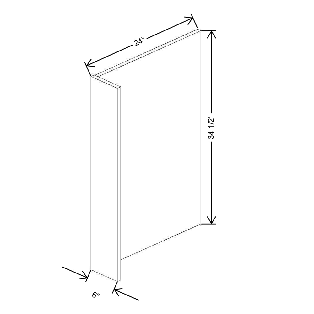 CNC Luxor 5-Piece Smoky Grey 6" W X 34 1/2" H X 24" D Base End Panel