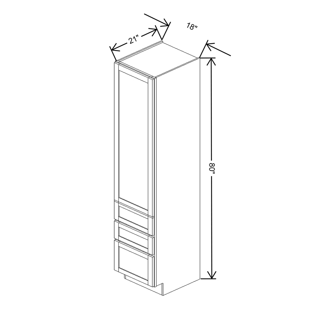 Wolf Classic Dartmouth 5-piece Biscayne Paint 18"W X 80"H X 21"D Tall Linen w/3 Drwrs