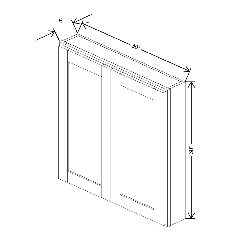 CNC Luxor 5-Piece Smoky Grey 30" W X 30" H Double Door Medicine Cabinet