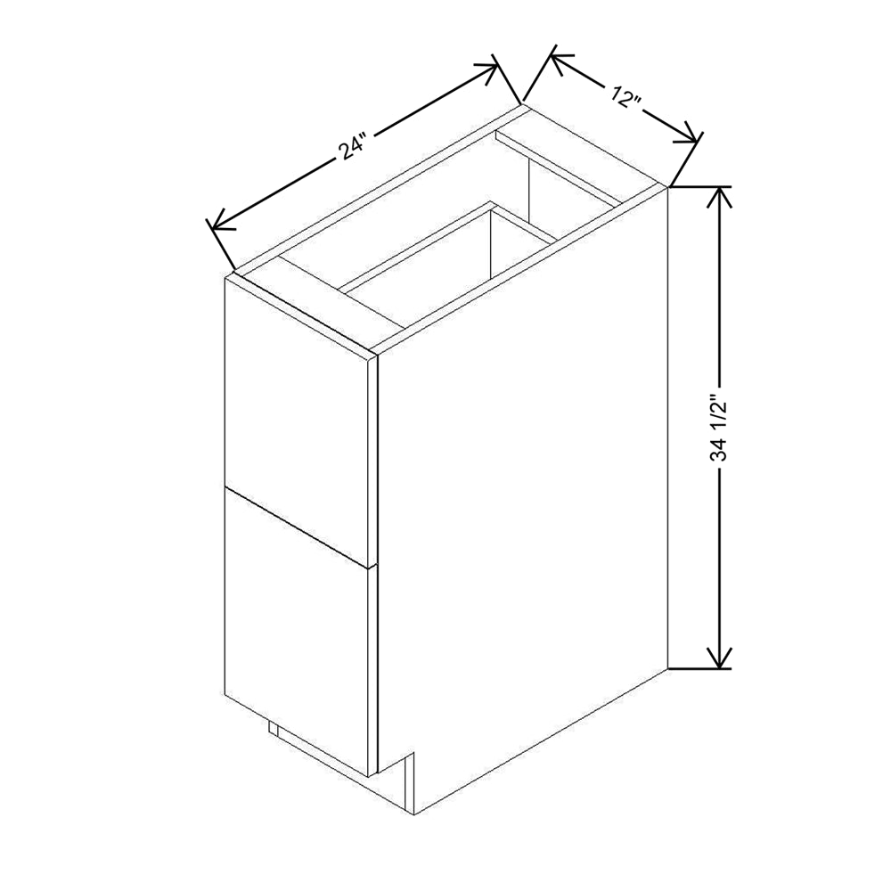 Modernform Cabinet Gloss White 12" W X 34 1/2" H X 24" D 2 Drawer Base Cabinet