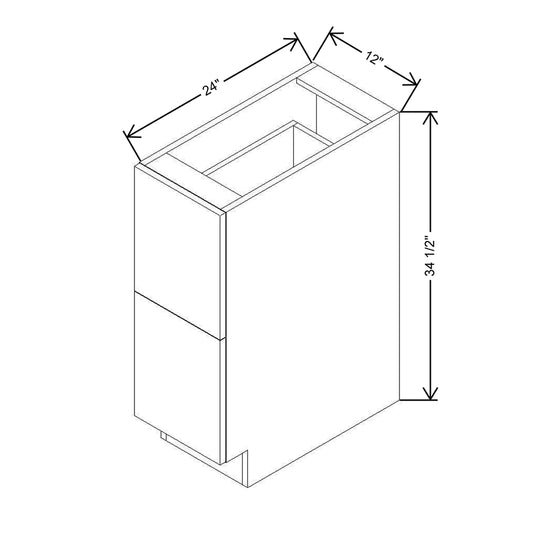 Modernform Cabinet Gloss White 12" W X 34 1/2" H X 24" D  2 Drawer Base Cabinet