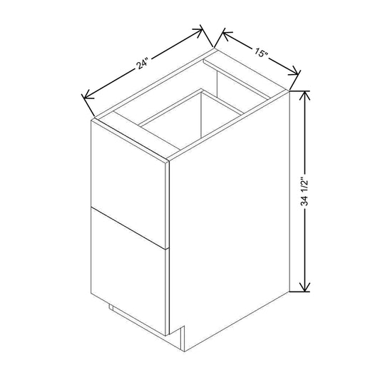 Modernform Cabinet Gloss White 15" W X 34 1/2" H X 24" D  2 Drawer Base Cabinet