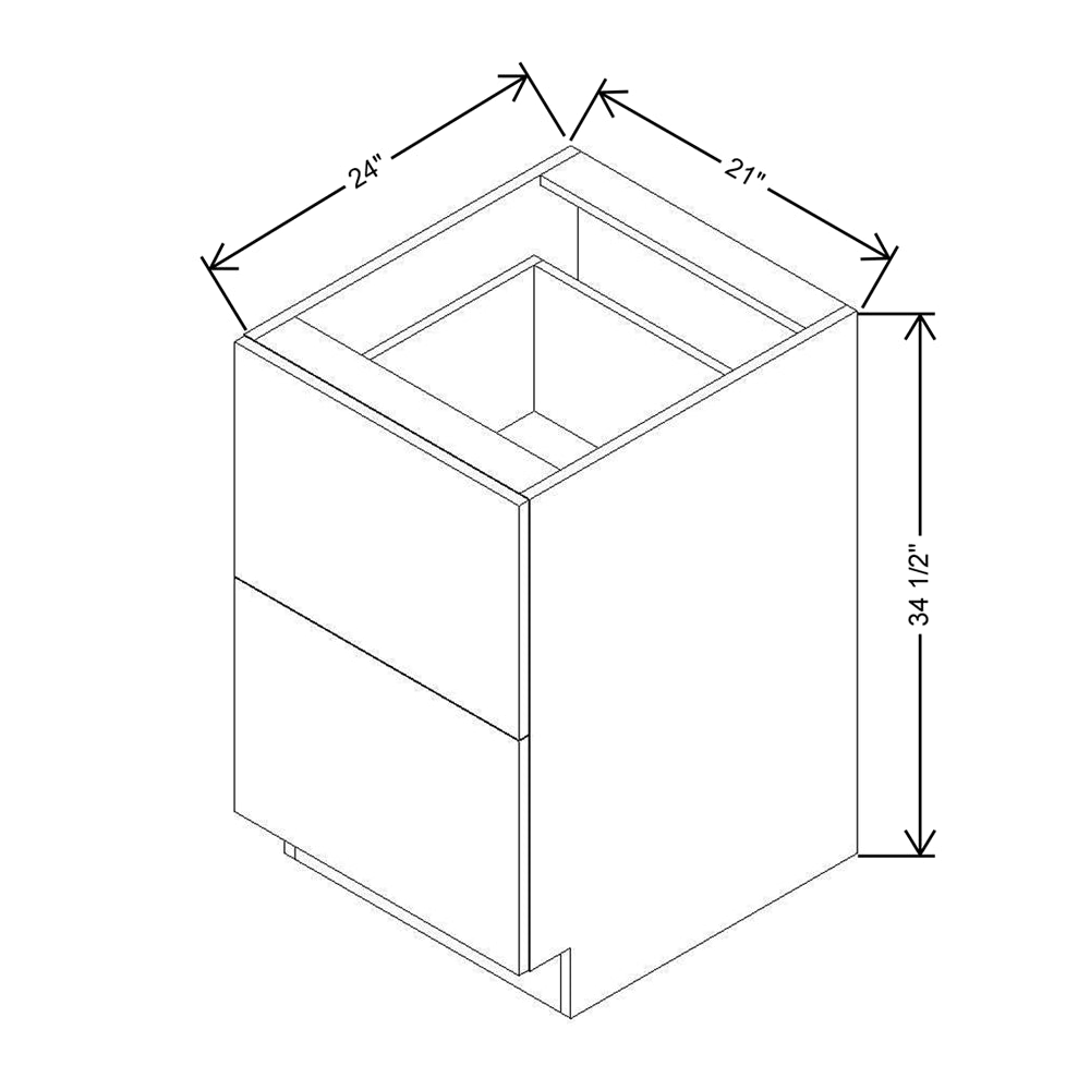 Modernform Cabinet Matte White 21" W X 34 1/2" H X 24" D 2 Drawer Base Cabinet