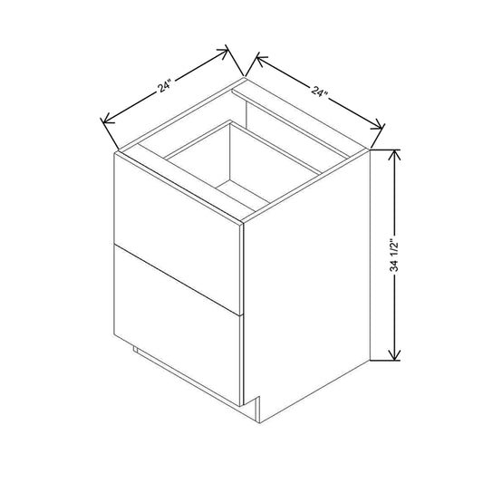 Modernform Cabinet Gloss White 24" W X 34 1/2" H X 24" D  2 Drawer Base Cabinet