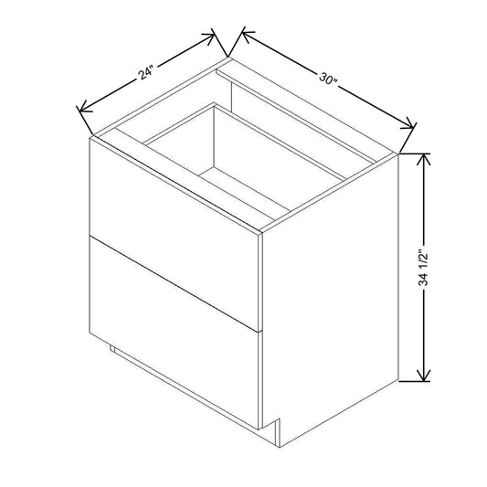 Modernform Cabinet Gloss White 30" W X 34 1/2" H X 24" D  2 Drawer Base Cabinet