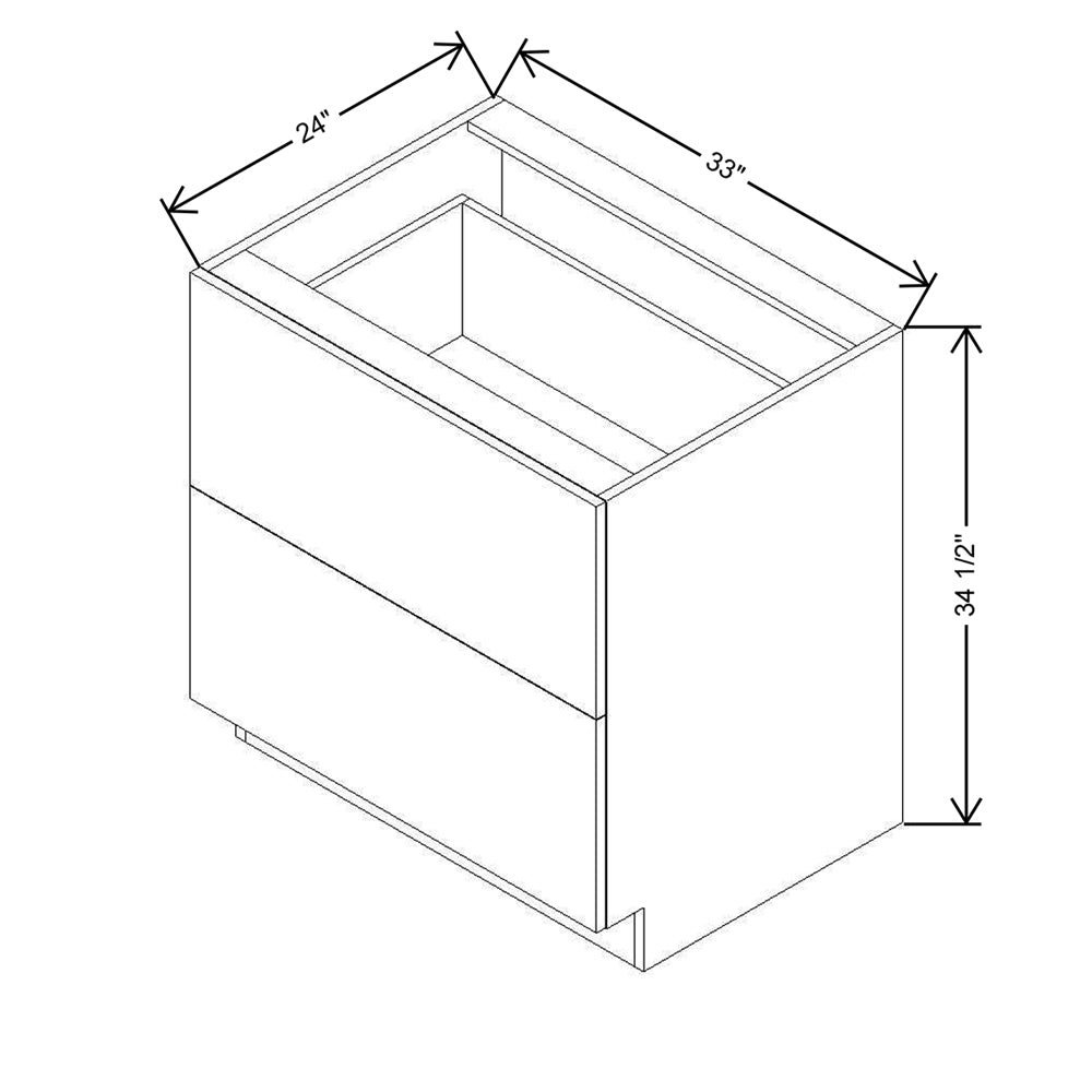 Modernform Cabinet Gloss White 33" W X 34 1/2" H X 24" D 2 Drawer Base Cabinet
