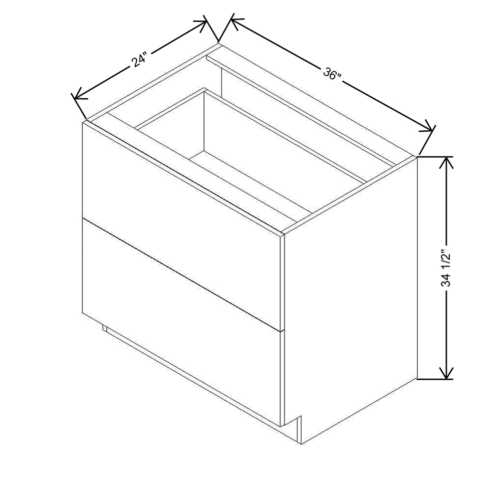 Modernform Cabinet Matte Grey 36" W X 34 1/2" H X 24" D 2 Drawer Base Cabinet
