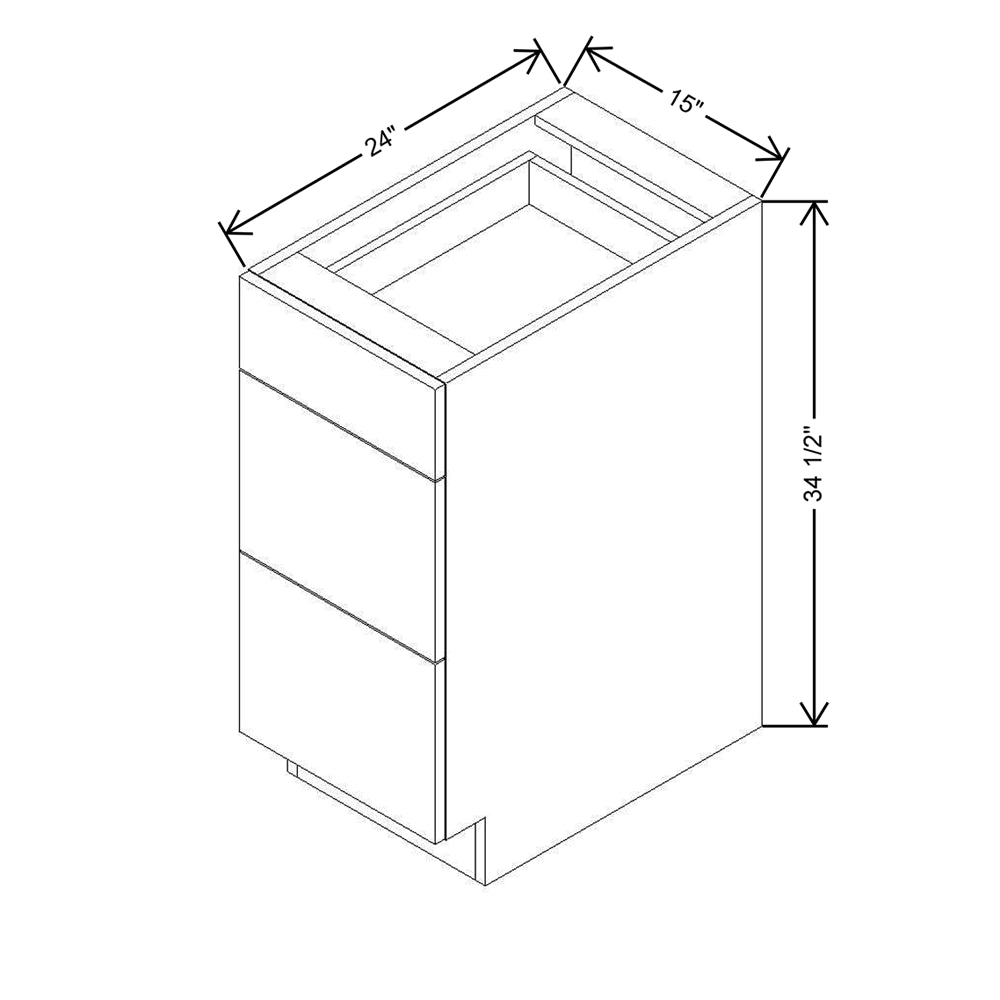 Modernform Cabinet Matte Grey 15" W X 34 1/2" H X 24" D 3 Drawer Base Cabinet