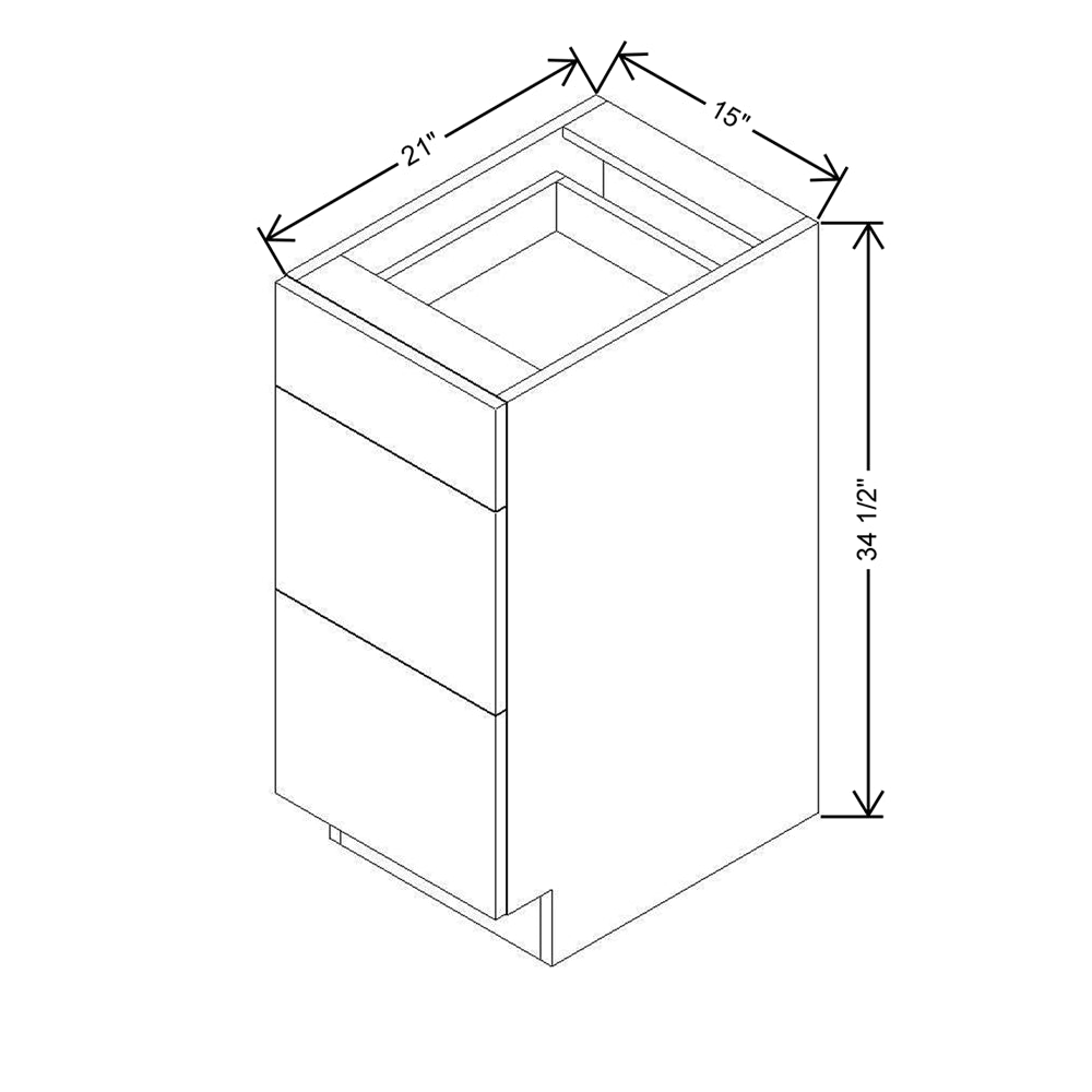 Modernform Cabinet Gloss White 15" W X 34 1/2" H X 21" D Vanity Base with 3 Drawers