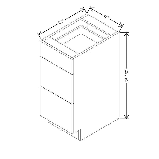 Modernform Cabinet Gloss White 15" W X 34 1/2" H X 21" D Vanity Base with 3 Drawers