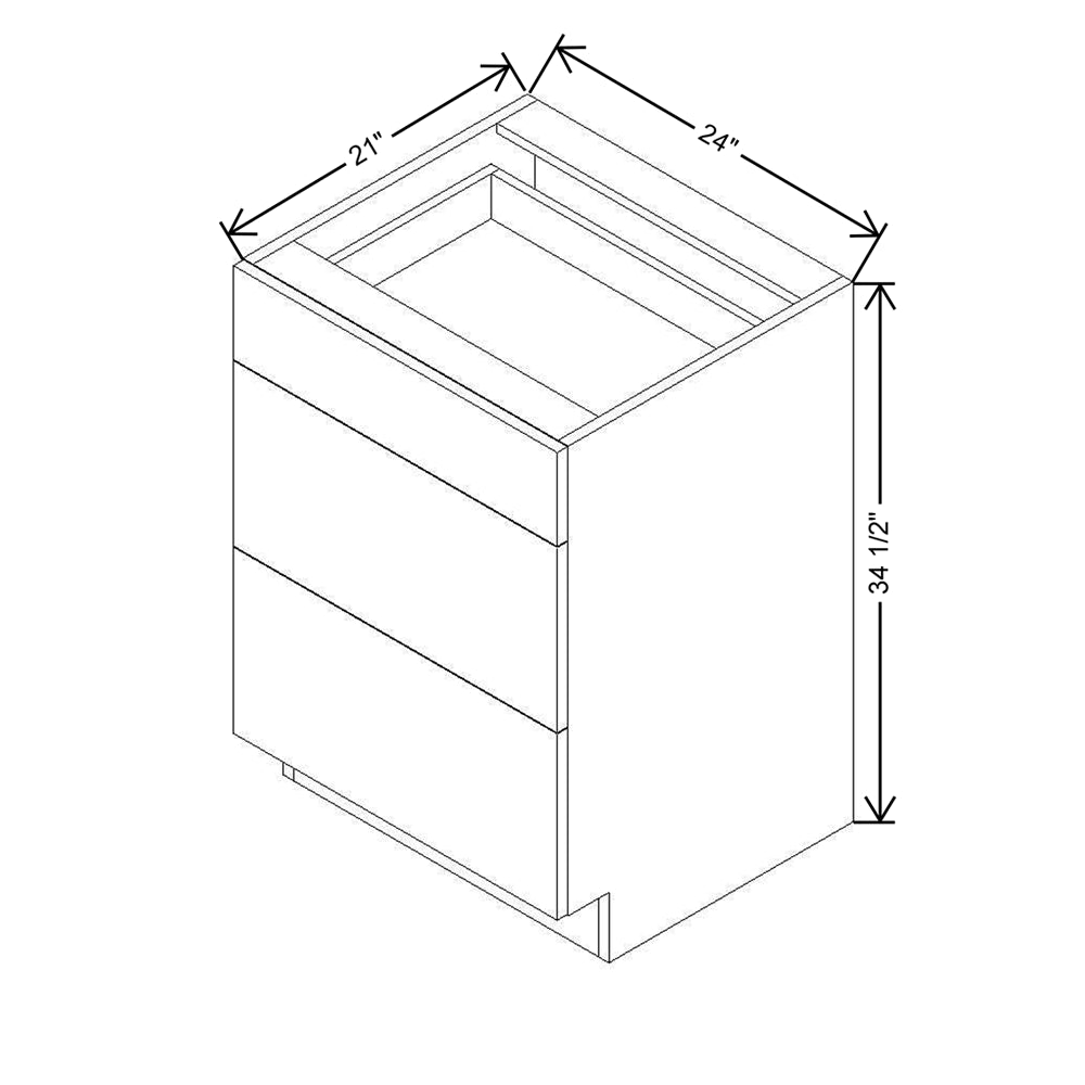 Modernform Cabinet Gloss White 24" W X 34 1/2" H X 21" D Vanity Base with 3 Drawers
