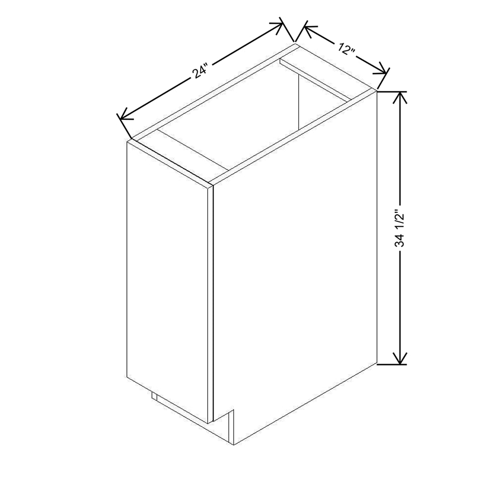 Modernform Cabinet Gloss White 12" W X 34 1/2" H X 24" D Full Height Single Door Base Cabinet
