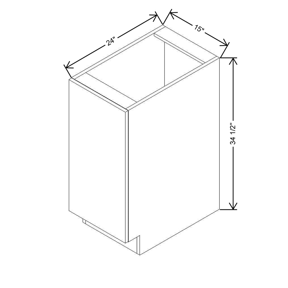 Modernform Cabinet Gloss White 15" W X 34 1/2" H X 24" D Full Height Single Door Base Cabinet