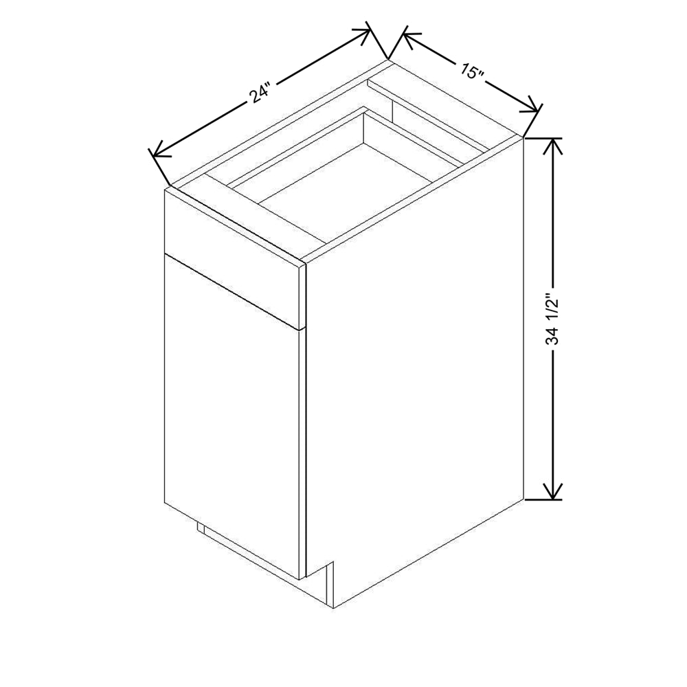 Modernform Cabinet Gloss White 15" W X 34 1/2" H X 24" D Single Door Base Cabinet