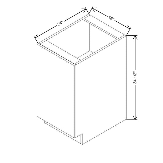 Modernform Cabinet Gloss White 18" W X 34 1/2" H X 24" D Full Height Single Door Base Cabinet