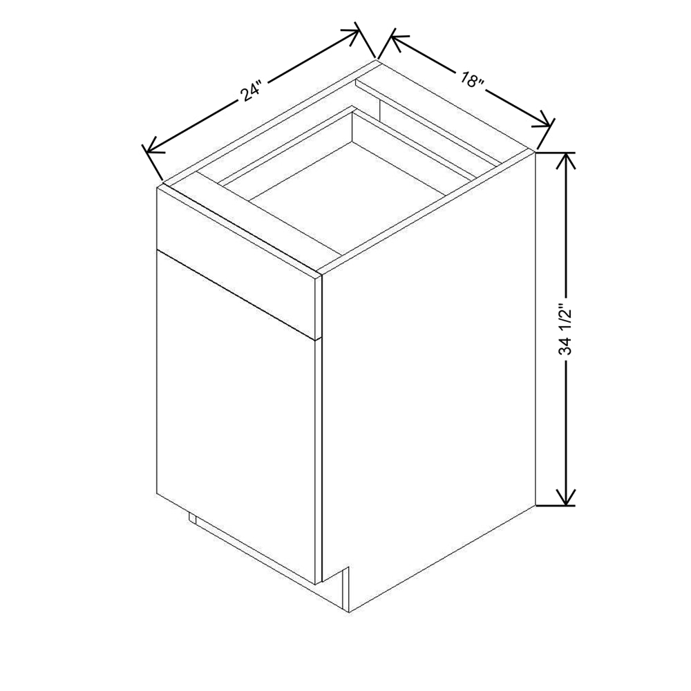 Modernform Cabinet Gloss White 18" W X 34 1/2" H X 24" D Single Door Base Cabinet